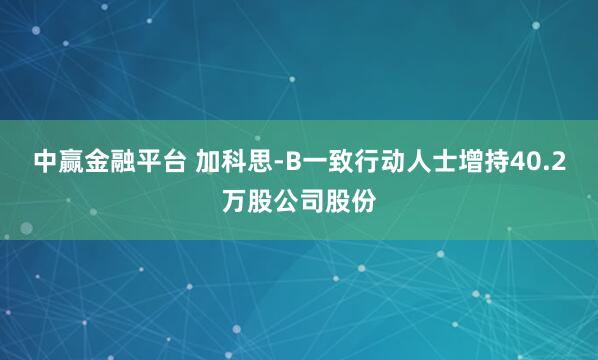 中赢金融平台 加科思-B一致行动人士增持40.2万股公司股份